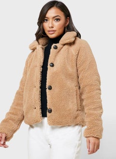 Buy Fur Teddy Jacket Beige in UAE