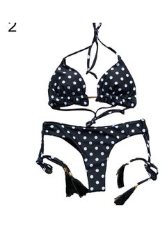 Buy 2-Piece Padded Bikini Set Black/White in UAE
