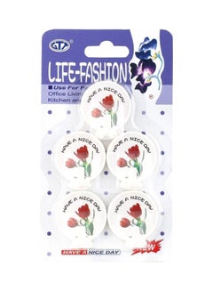 Buy Pack Of 5 Life-Fashion Wall Mount Hooks White/Red in UAE