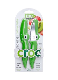 Buy 2-Piece Croc Paring Knive Set Green/Silver in UAE