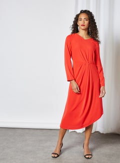 اشتري فستان متوسط الطول بحافة غير متماثلة أحمر في مصر