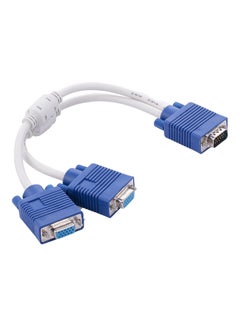 Buy VGA 1 Male To VGA 2 Female Cable Blue/White in Saudi Arabia
