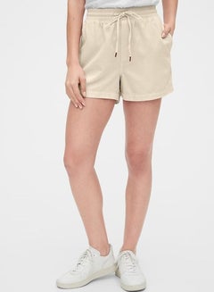 Buy Tie Waist Shorts Beige in Saudi Arabia