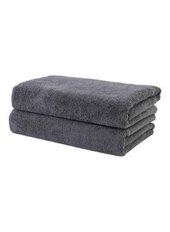 Buy 2-Piece Professional Quick Dry Lint Free Hair Drying Salon Towel Set Grey 10inch in Saudi Arabia