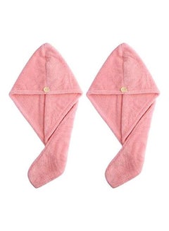 Buy 2-Piece Quick Dry Hair Wrap Towels Set Pink 10inch in Egypt