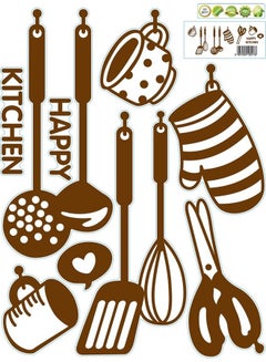 Buy Rarity Happy Kitchen Reusable Wall Sticker Brown 45 x 60cm in Saudi Arabia