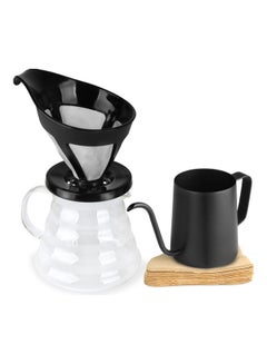 Buy Pour Over Coffee Maker Set Black/Clear/Brown 25 x 10 x 22cm in Saudi Arabia