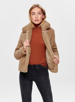 Buy Fur Teddy Jacket Beige in UAE