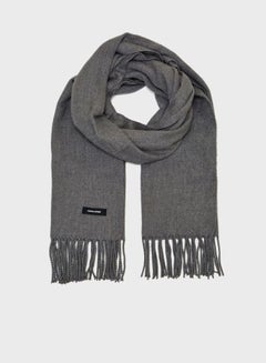 Buy Fringe Hem Scarf Grey in UAE