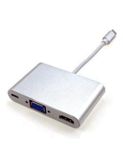 Buy USB-C To HDMI VGA Adapter Silver in UAE