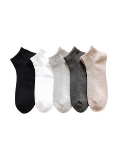 Buy 5 Pair Plain Ankle Socks Multicolour in Saudi Arabia