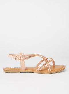 Buy Ayyla Embellished Flat Sandals Pink in Saudi Arabia