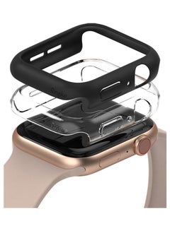 Buy Pack Of 2 Slim Case For Apple Watch Series 6 44mm Clear/Black in UAE