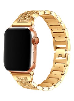 Buy Promate Bracelet Watch Strap, Stylish Crystal Studded Metallic Bracelet Replacement Apple Watch Band 38mm/40mm with Secure Metal Folding Buckle Lock and Link Pin Remover for Women, Apple Watch Series 1/2/3/4/5 Small/Medium, FROST-38SM Gold in UAE