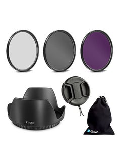 Buy O Ozone Professional Camera Lens Protection Set 77mm Lens Hood, Lens Cap, 3 Piece Lens Filter [ UV-CPL-FLD ] & Small Carry Pouch For DSLR Camera, For Nikon, For Cannon, For SLR Lenses Black in UAE