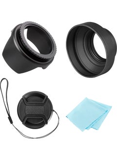 Buy O Ozone Professional 58mm Tulip Flower Lens Hood, Collapsible Rubber Hood, Lens Cap, Soft Cloth [ Compatible for Nikon, for Canon DSLR Camera and Camcorders ] [Protects Lens from Accidental Impact] Black in UAE