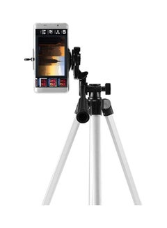 Buy JF-3110 28-65cm Aluminum Alloy Tripod Portable Lightweight Travel 3-sections Stand w/Phone Holder 1/4inch Screw Hole for Projector Smart Phone Camera White in Saudi Arabia