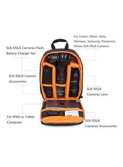 اشتري Waterproof Camera Shockproof Backpack DSLR Hiking Camera Bag Orange / Black في الامارات