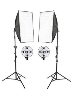 Buy 3-in-1 Photo Studio Kit 2 x 5 Lamp Holder 2 x 2m Light Stand 2 x 50 x 70cm Soft Box US Plug Black White in Egypt