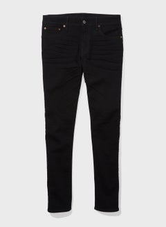 Buy Distressed Skinny Fit Jeans Black in Saudi Arabia