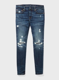 Buy Distressed Skinny Fit Jeans Blue in Saudi Arabia