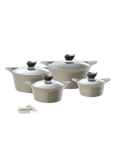 Buy 8-Pieces Aeni Cookware Marble Set Green/Black 18/22/26/30cm in Saudi Arabia