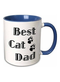 Buy Best Cat Dad Mug Blue/White/Black 3.8 x 4 x 3inch in UAE