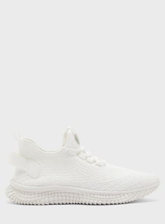 Buy Knitted Lifestyle Trainer Shoes White in UAE