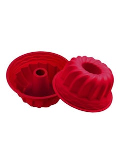 Buy 2-Piece Silicone Baking Cake Mold Non-Stick Flexible Tube Red 7.5inch in Saudi Arabia