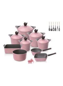 اشتري 20-Piece Cookware With Kitchen Tool set Pink في السعودية