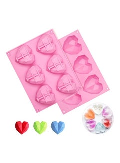 Buy 2 Pack 6 Holes Heart Shape Silicone Baking Chocolate Cookie Molds multicolour in Saudi Arabia
