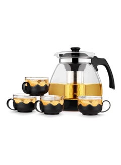 Buy 5-Piece Heat-Resistant Glass Teapot Set Clear 18.5x19cm in UAE