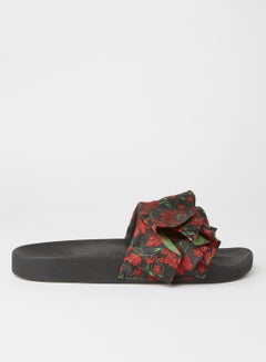 Buy Ruffle Detail Slides Black Red in UAE