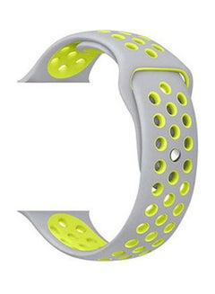 اشتري Breathable With Holes Sport Silicone Band For Apple Watch Bracelet Strap Silver/Yellow في مصر