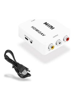 Buy Mini HD Video Converter Box HDMI To AV CVBS LR Video Adapter 1080P HDMI2AV White in Egypt