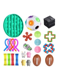 Buy 21- Piece Sensory Pop Bubble Fidget Stress Relieve Squishy Toys For Kids 30x25x8cm in Saudi Arabia