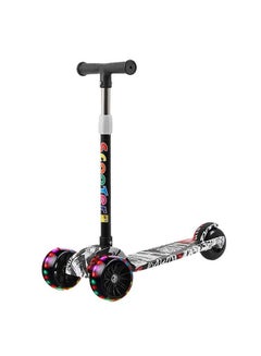 Buy Tri Flash Wheel Graffiti Foldable And Adjustable Kids Scooter in UAE