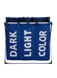 Buy Three-Grid Foldable Laundry Organizer Blue 64x38x58cm in UAE