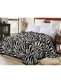 Buy Thick Warm Comfortable Bed Blanket Cotton Blend Black/White 200 x 230cm in Saudi Arabia