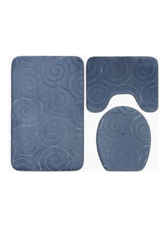 Buy 3-Piece Bathroom Mat Grey 50×80cm in Saudi Arabia