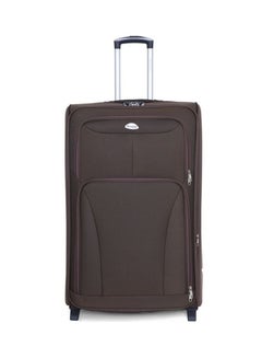 Buy Soft Shell Travel Bag Cabin Size Luggage Trolley Expandable Ultra Lightweight Suitcase With 2 Wheels Brown in UAE