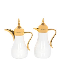 Buy 2-Piece Dallah Teapot Set Gold Gold/White 1Liters in Saudi Arabia