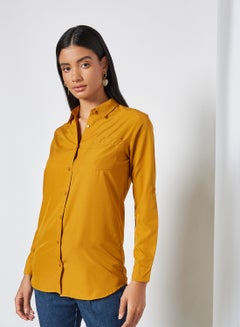 Buy Relaxed Plain Shirt Mustard in Saudi Arabia