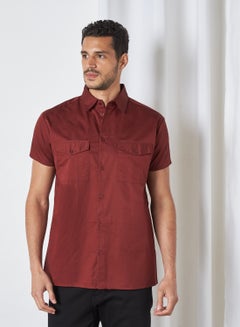 Buy Plain Shirt Burgundy in UAE