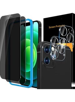 Buy 2-Piece Tempered Glass Screen Protector And 2-Piece Camera Lens Protector For iPhone 12 Pro Max Black in UAE