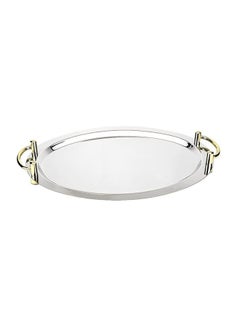 Buy Stackable Oval Tray With Handle Silver 62cm in UAE