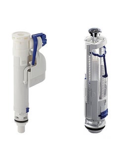 Buy 2-Piece Dual Flush Valve Fitting And Bottom Inlet Set White/Blue in UAE