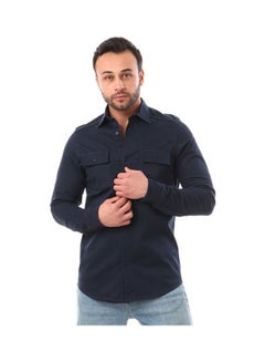 Buy Press Buttons Long Sleeves Shirt NavyBlue in Egypt