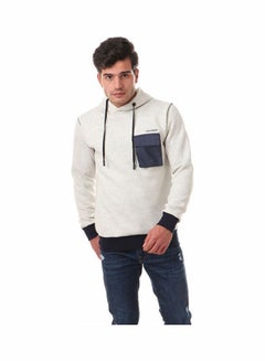 Buy Printed Heather Front Pocket Hoodie Off-White in Egypt