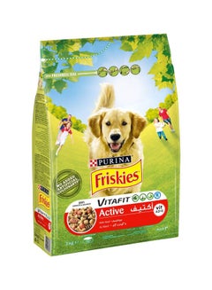 Buy Friskies VitaFit Active Beef Dry Food Multicolour 3kg in UAE